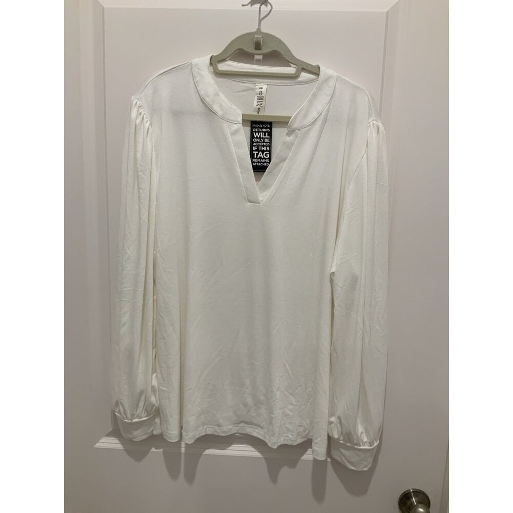 BMJL Top XXL Womens Sheer Pullover V-Neck White Transitional